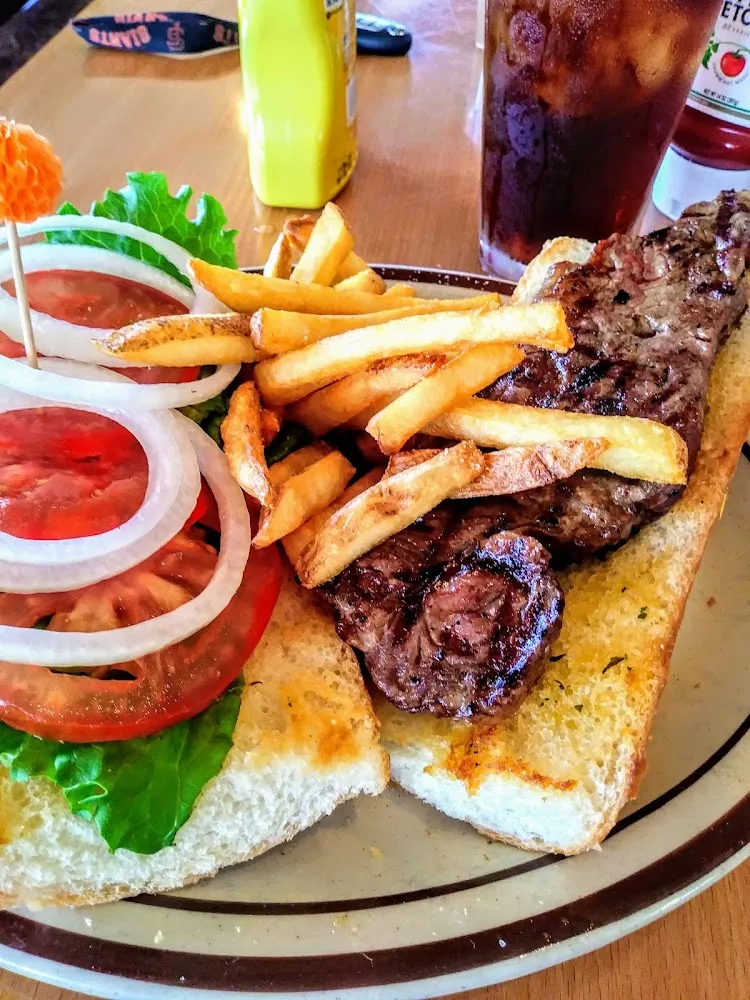 Steak Sandwich and Frys